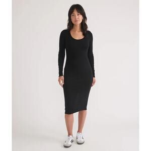 Marine Layer‎ Womens Size XS Lexi Ribbed Long Sleeve Midi Dress Black Lined